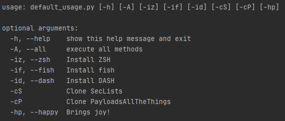 Default help