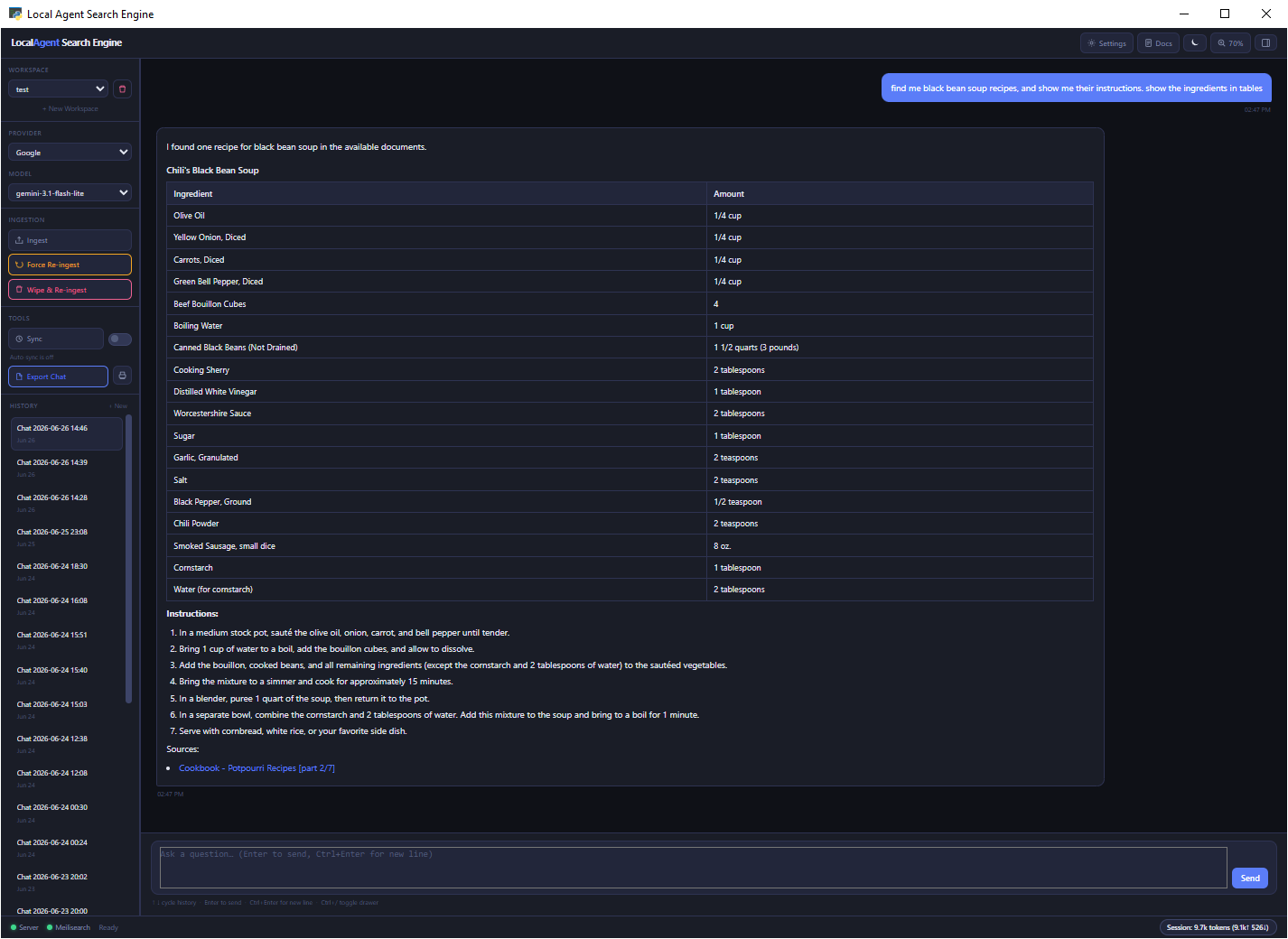 Local Search Agent UI