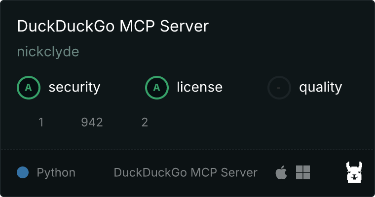 DuckDuckGo Server MCP server