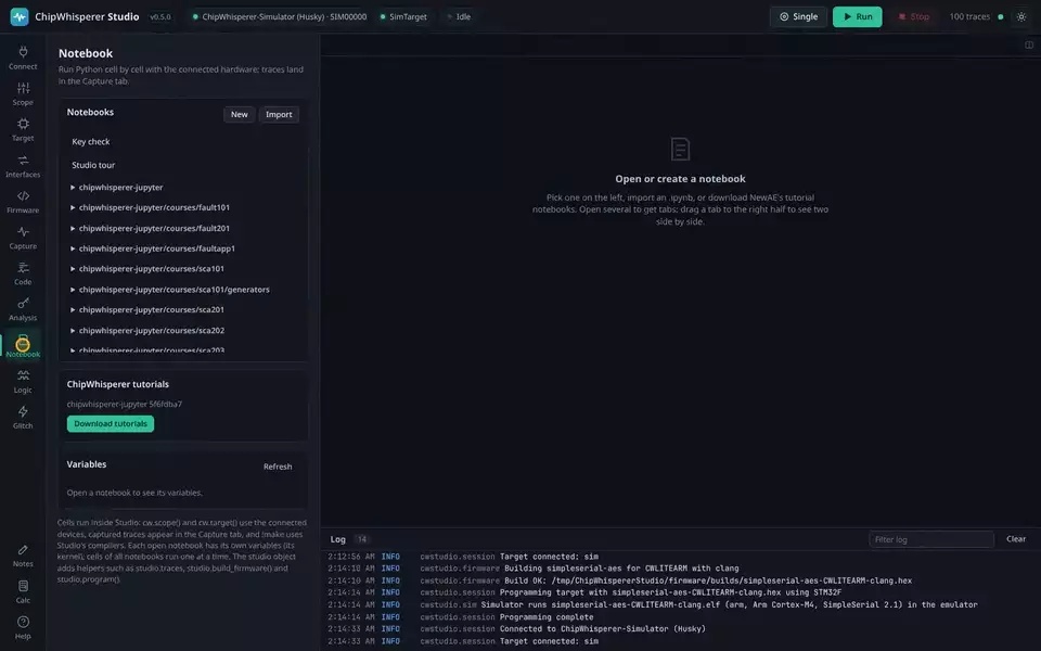Running a notebook that captures through Studio and plots the mean (animated)