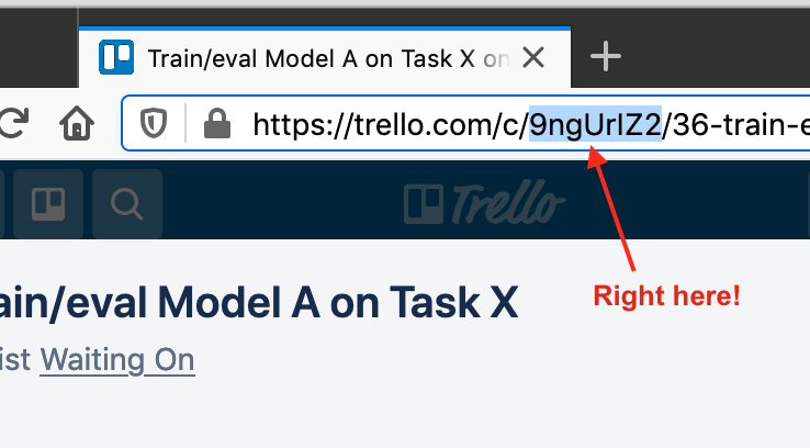 Find the card ID in the URL of the card