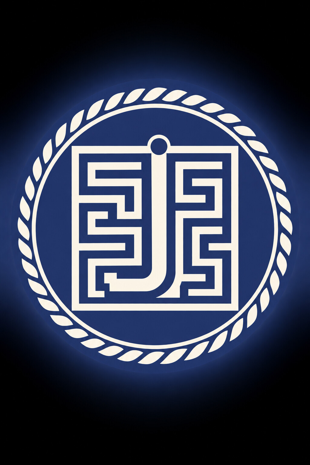 Journeyman guild seal — a maze forming the letter J