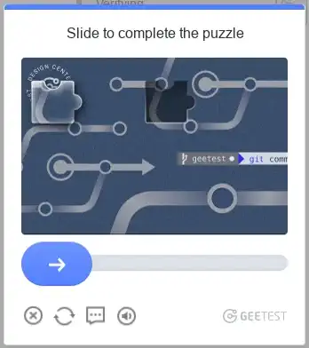 A live GeeTest slide jigsaw challenge being solved end to end
