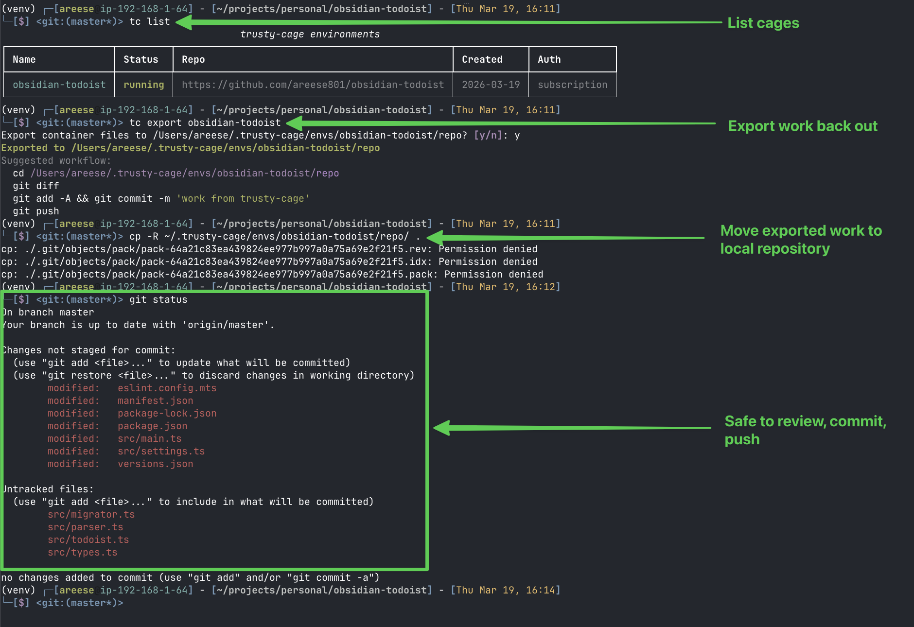 Exporting work back to the host