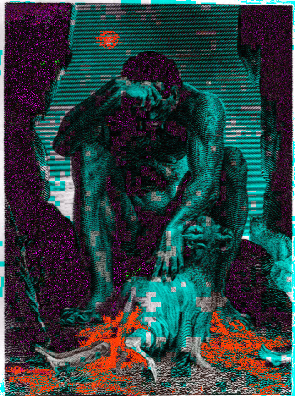 outheis-slips (Original: Henri Fuseli - Blinded Polyphemus Checks the Sheep as they leave the Cave)