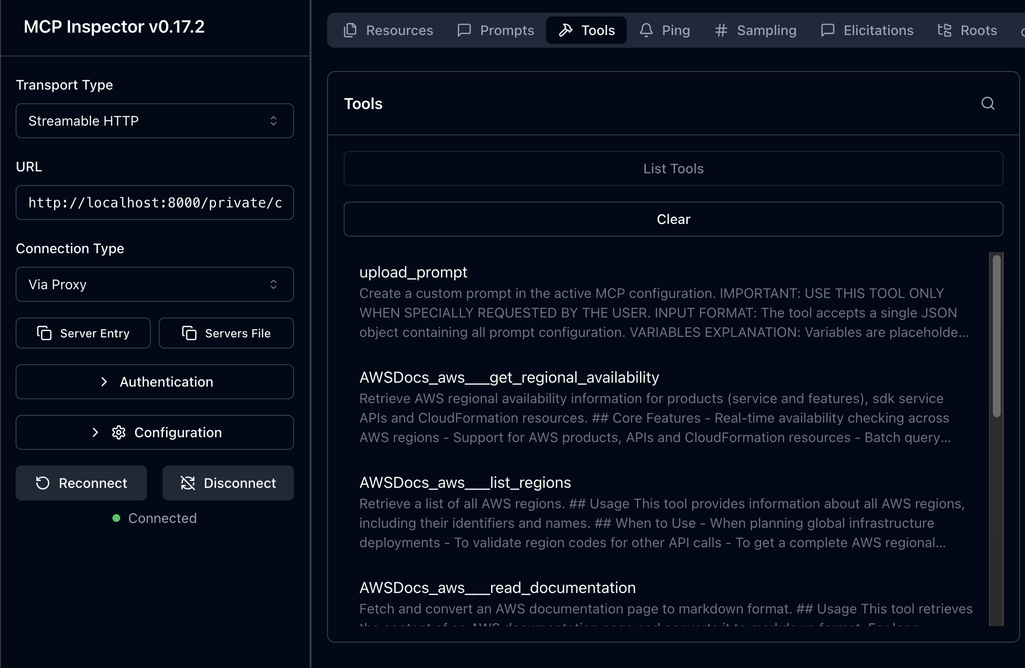 Using vMCP with MCP Inspector