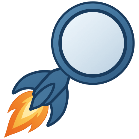 interp-engine logo, a magnifying glass where the handle is a rocket