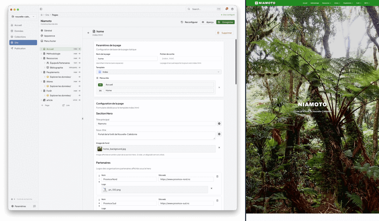 Niamoto desktop studio and generated portal