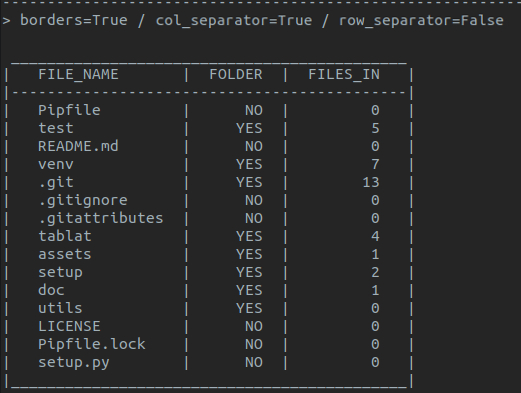 table with borders and column separator