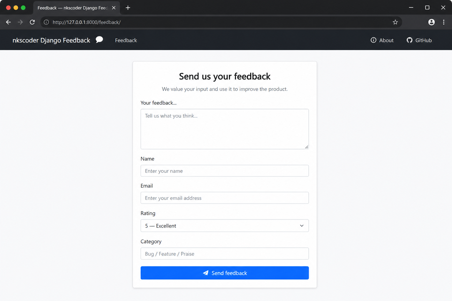 Feedback form — nkscoder-django-feedback