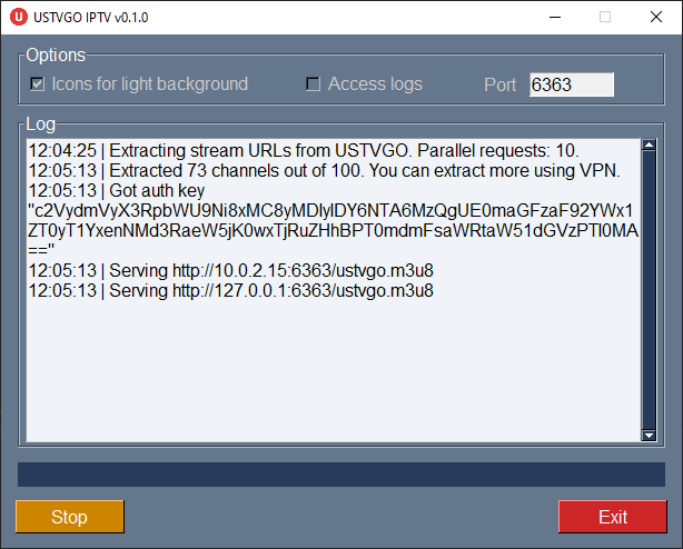 USTVGO-IPTV GUI screenshot