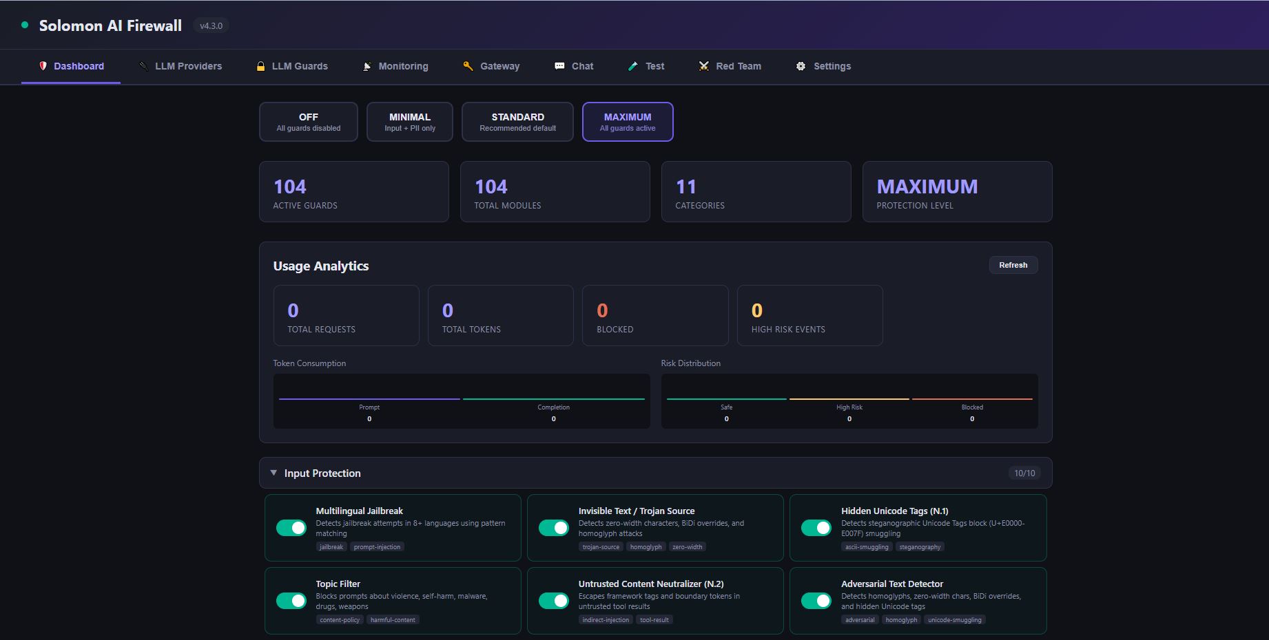 Solomon AI Firewall Dashboard