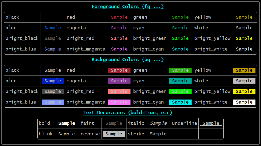 Defined Colors