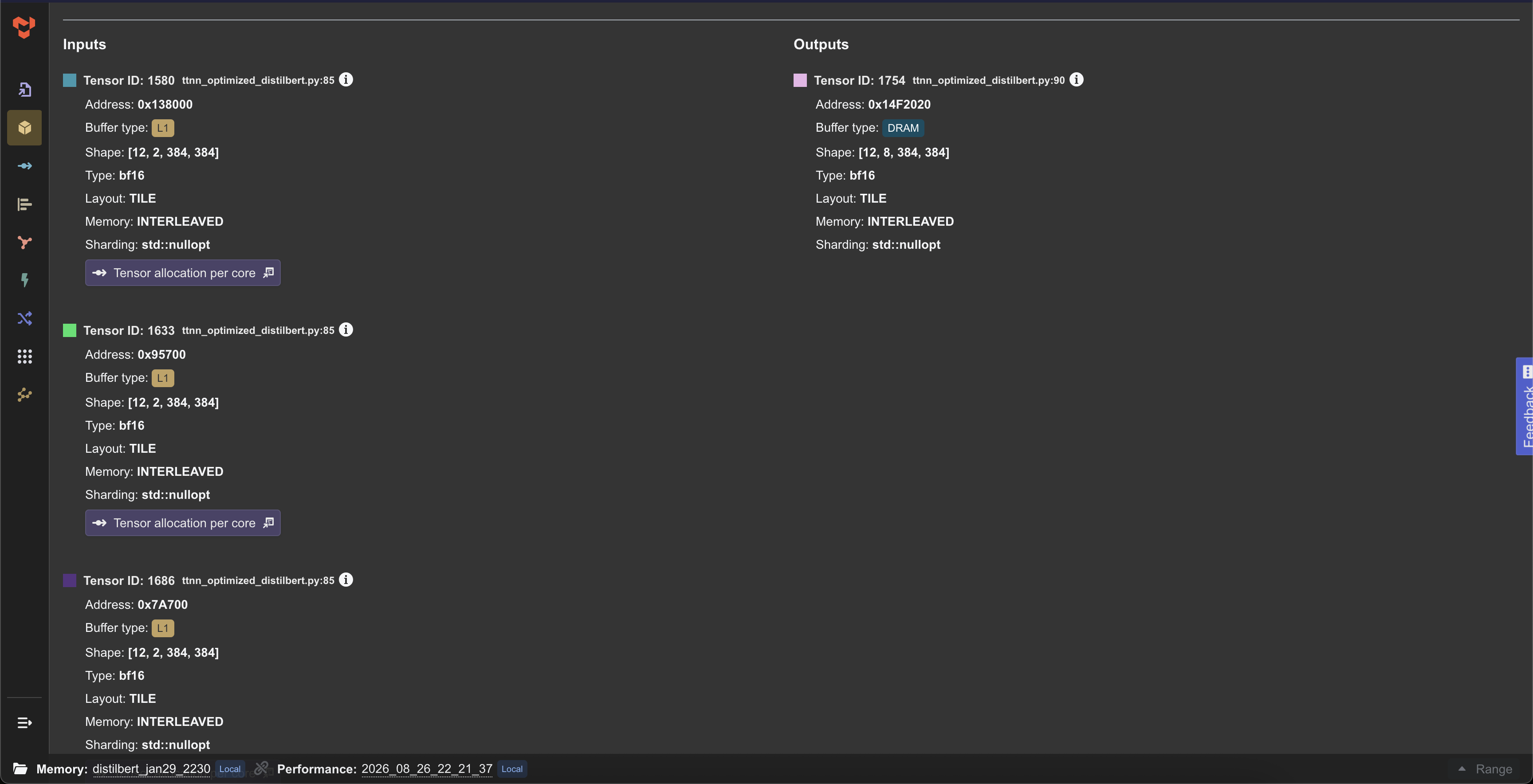 Operation inputs and outputs