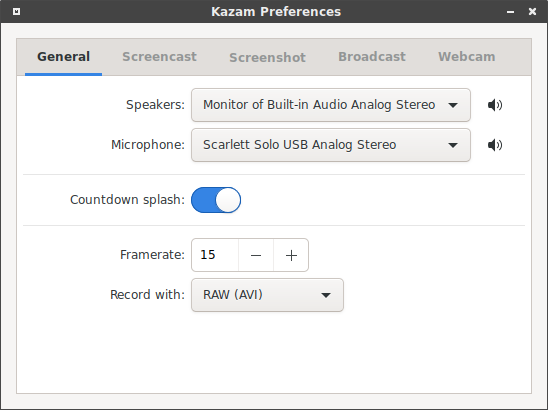 Kazam Preferences Screenshot