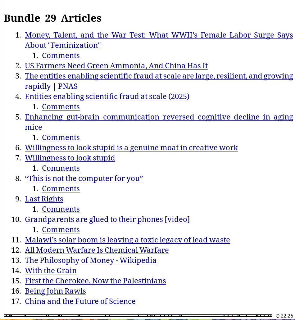 KOReader table of contents for a bundled EPUB