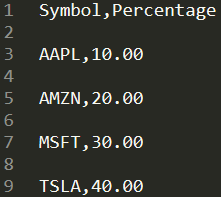 Example of an allocated CSV file