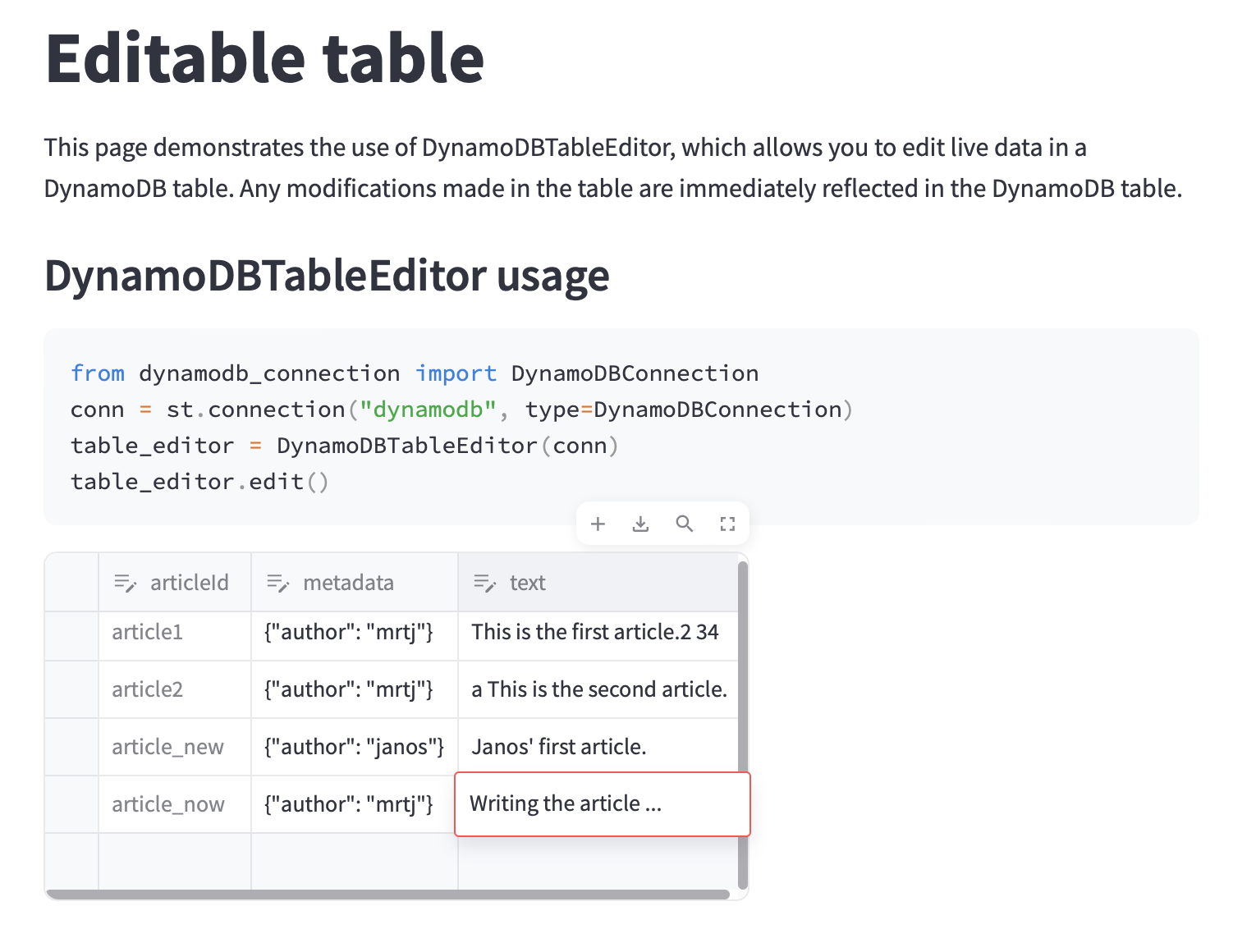 Table editor