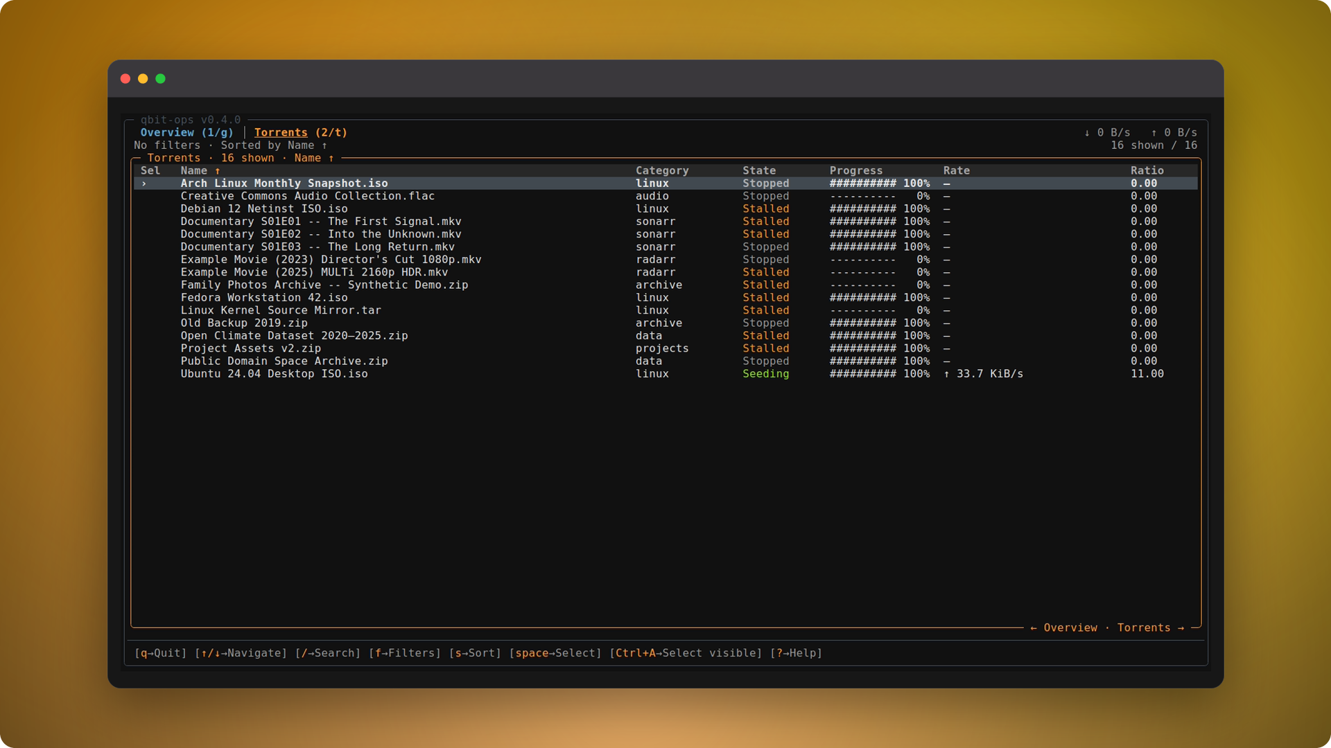 Torrent table