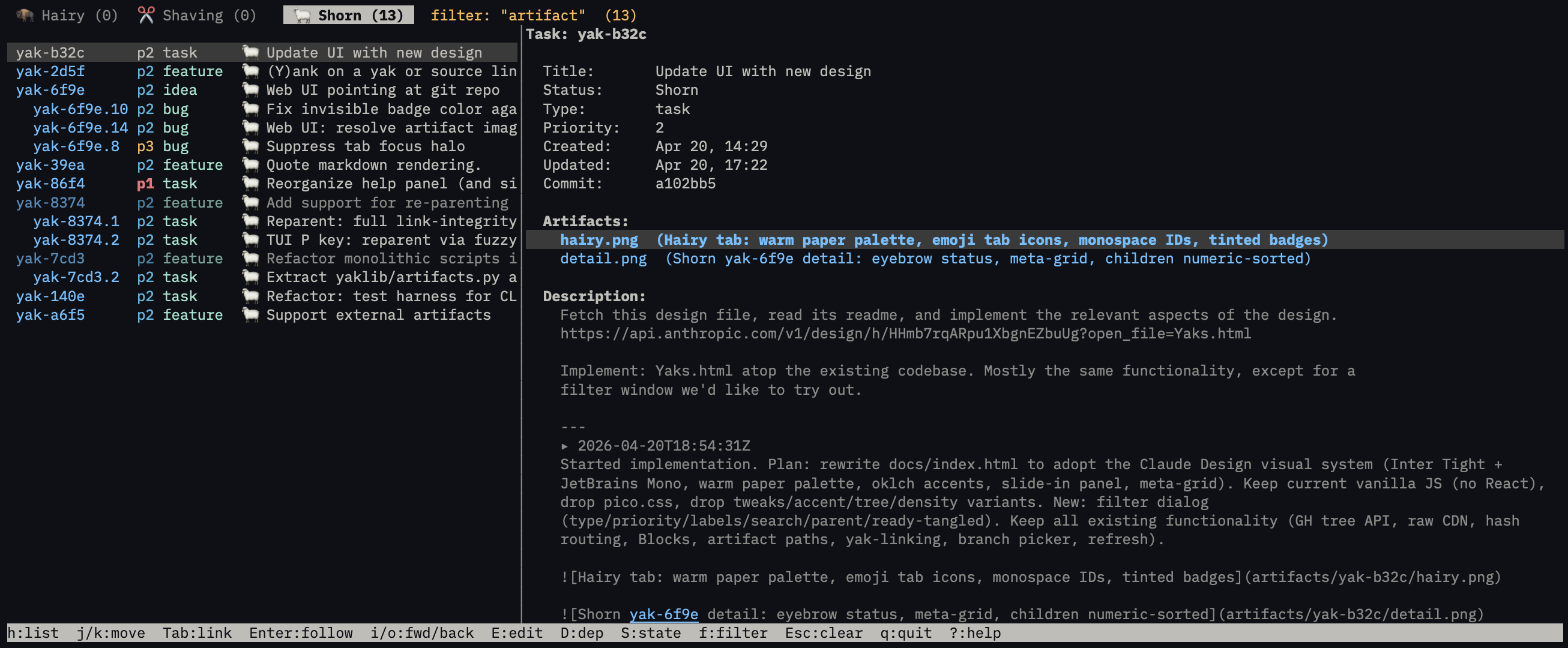 Yaks terminal UI