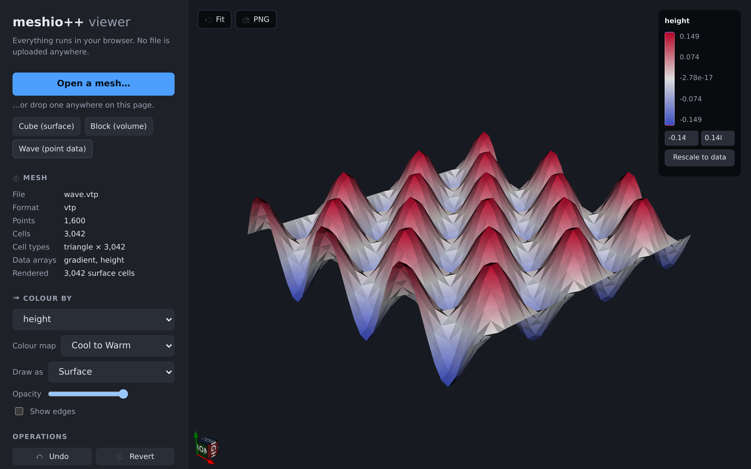 the meshio++ browser viewer