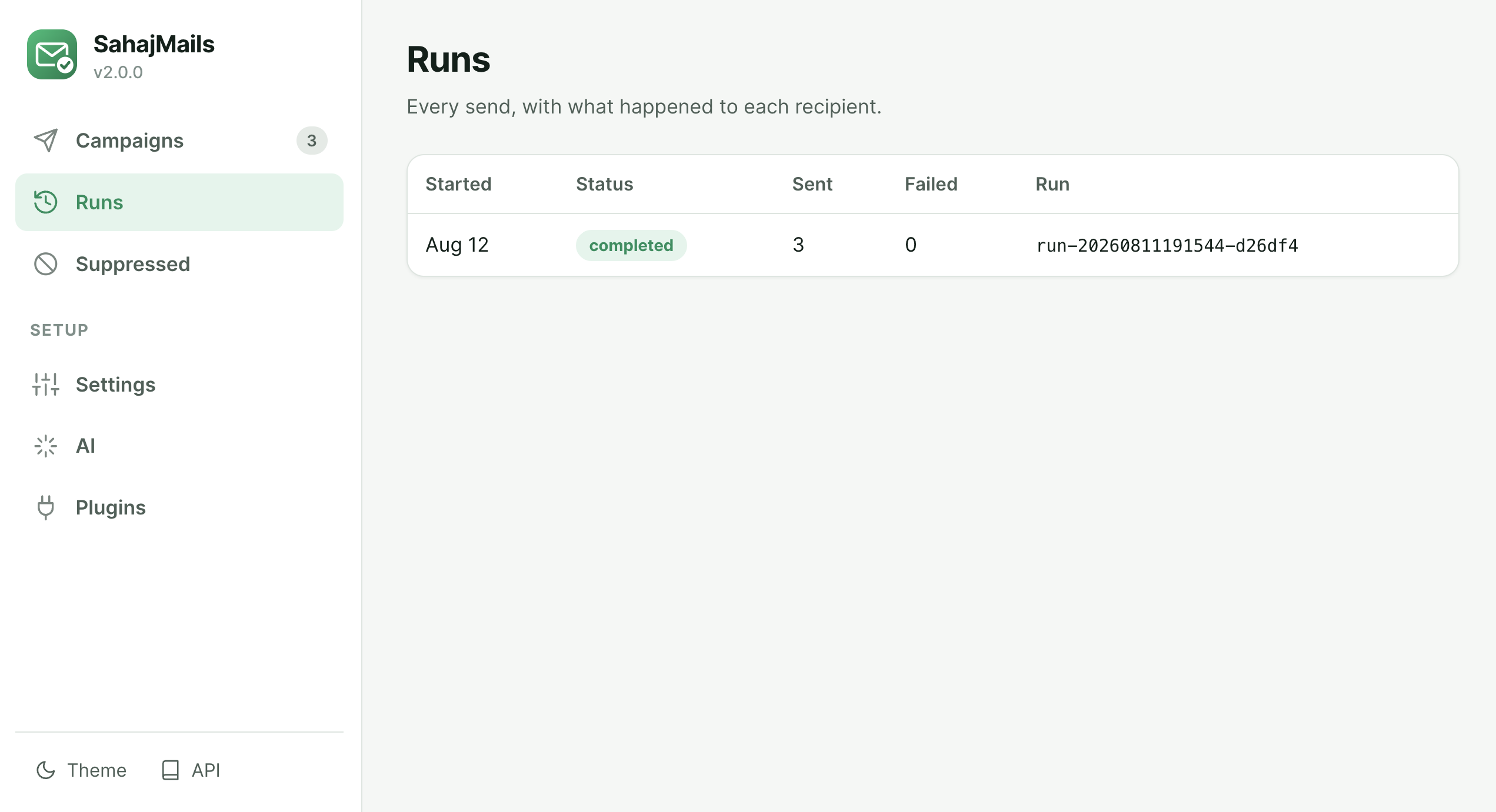 Run history