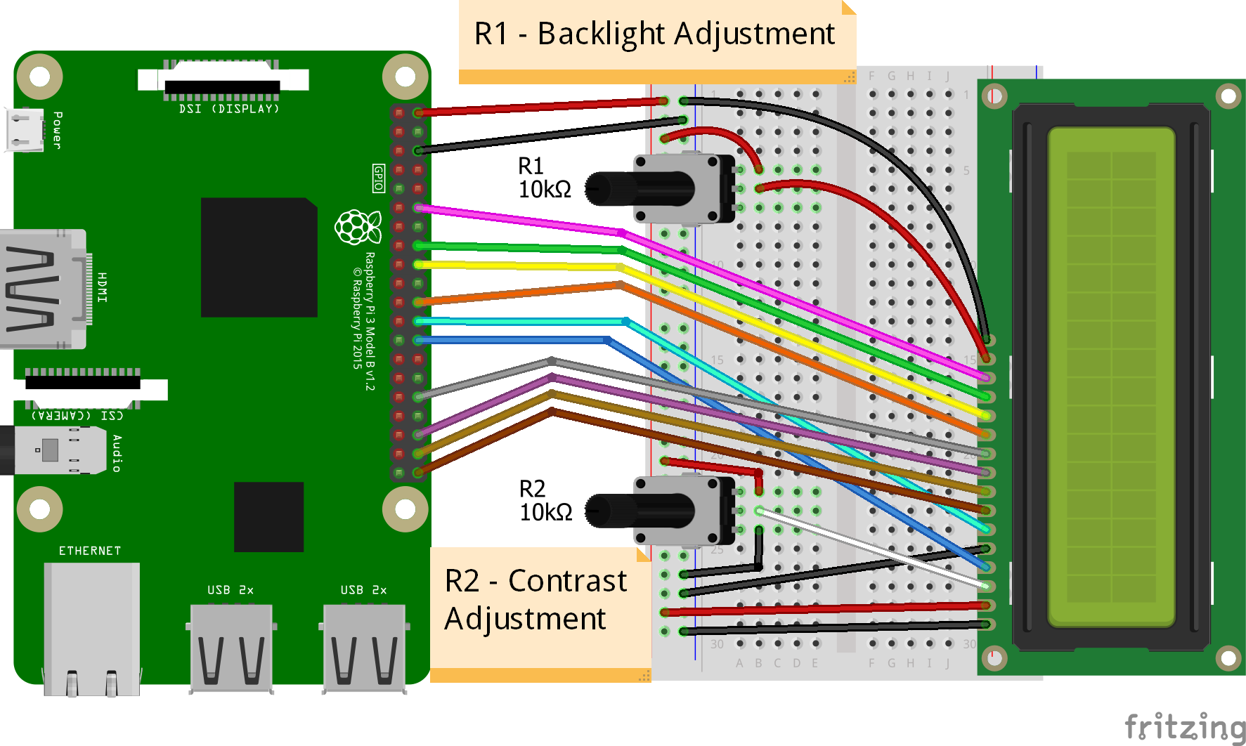 LCD-GPIO-4bit mode Electronic sketch