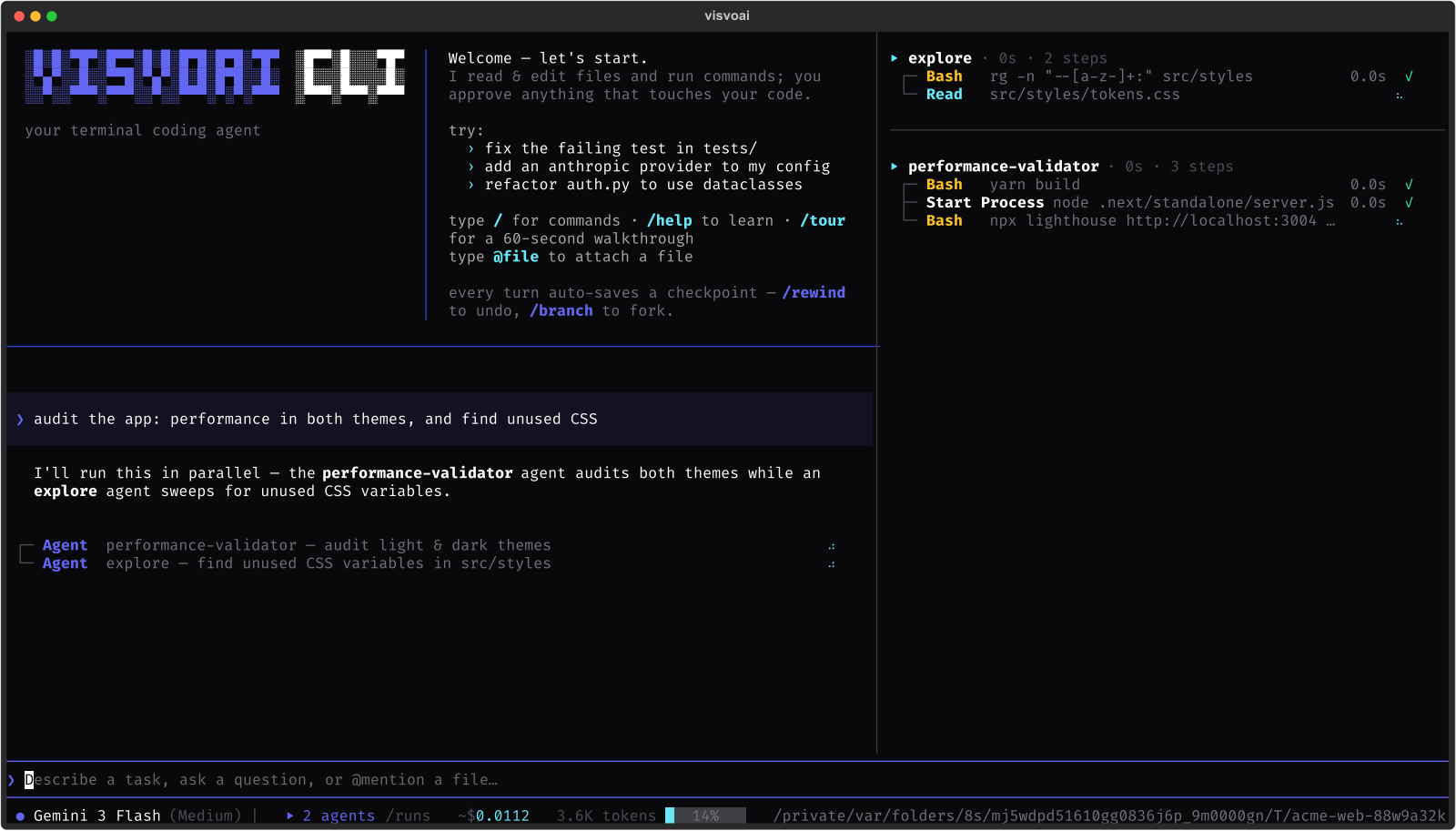 Parallel agents with live logs