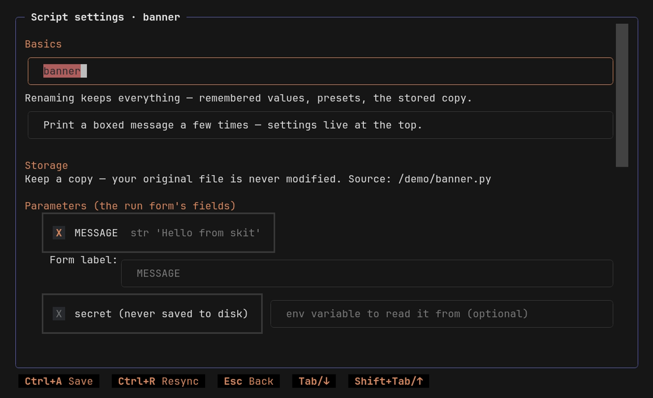 Script settings