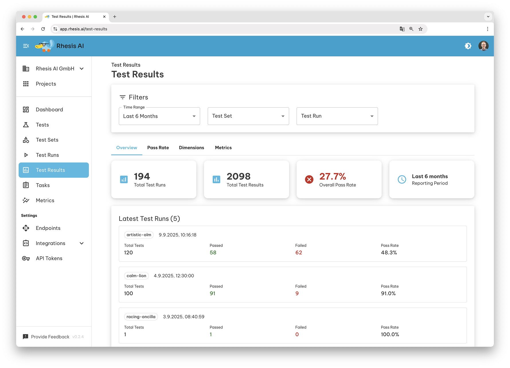 Rhesis Platform Results