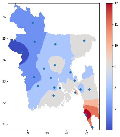 idw interpolated map using pyidw