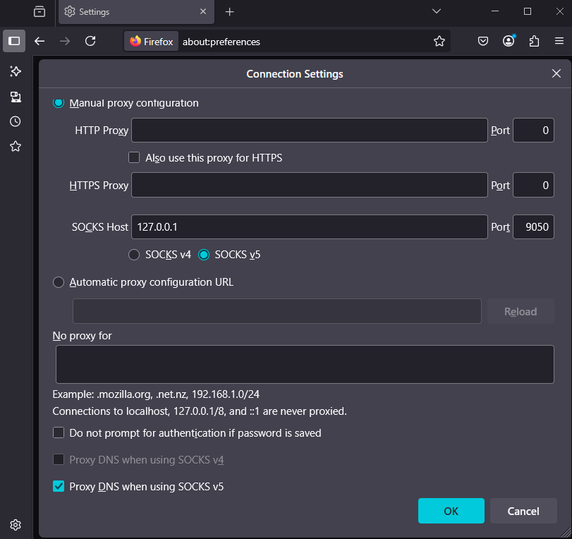 Firefox Configuration Example