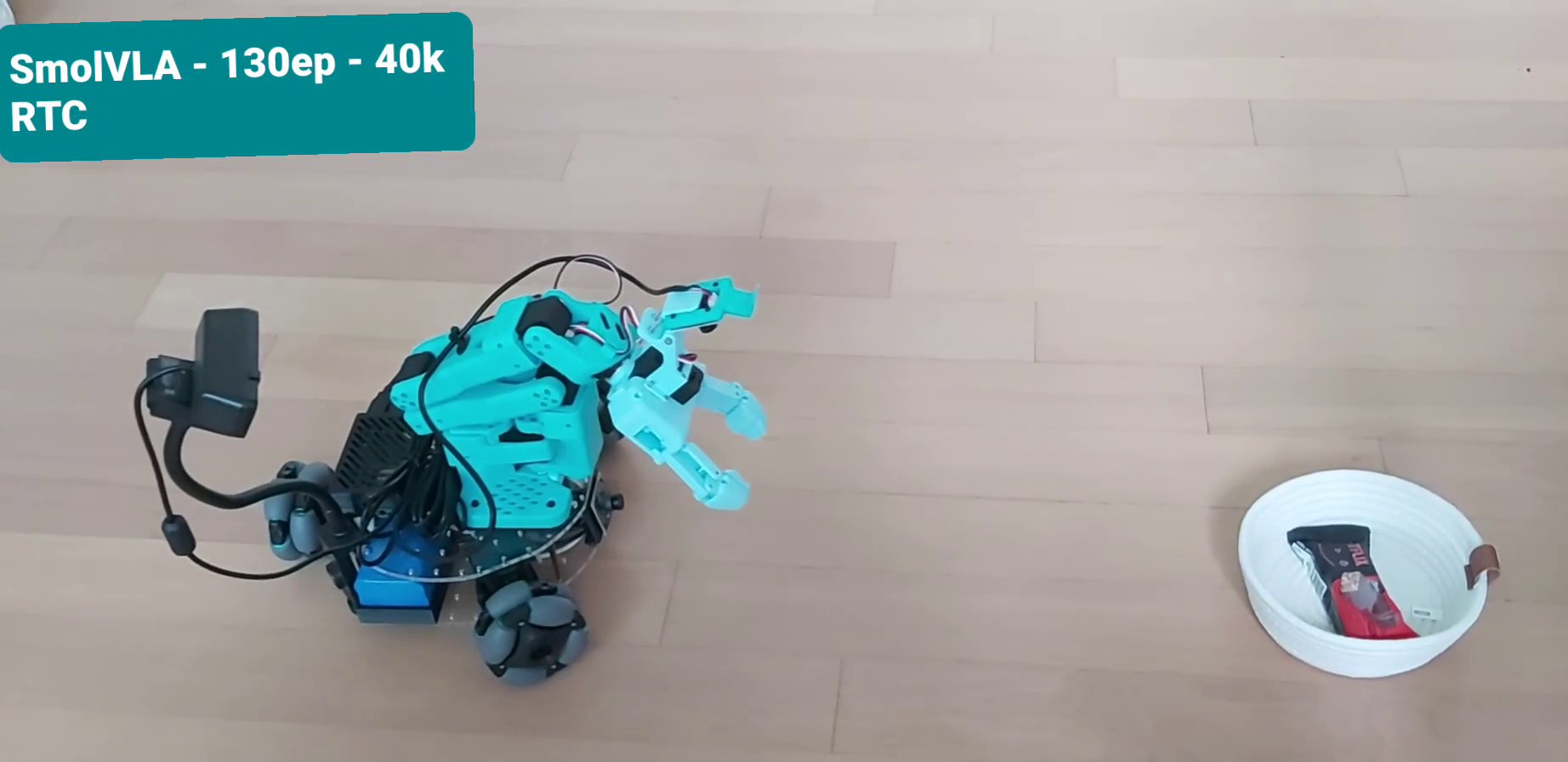PincOpen LeKiwi running an autonomous SmolVLA rollout, click to play