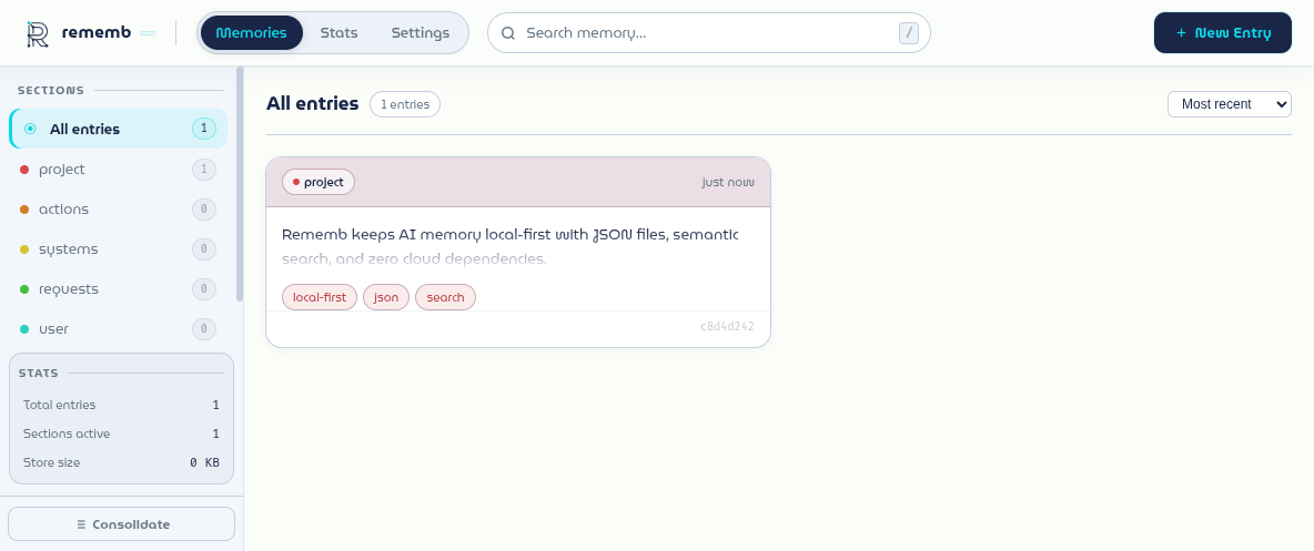 rememb web UI
