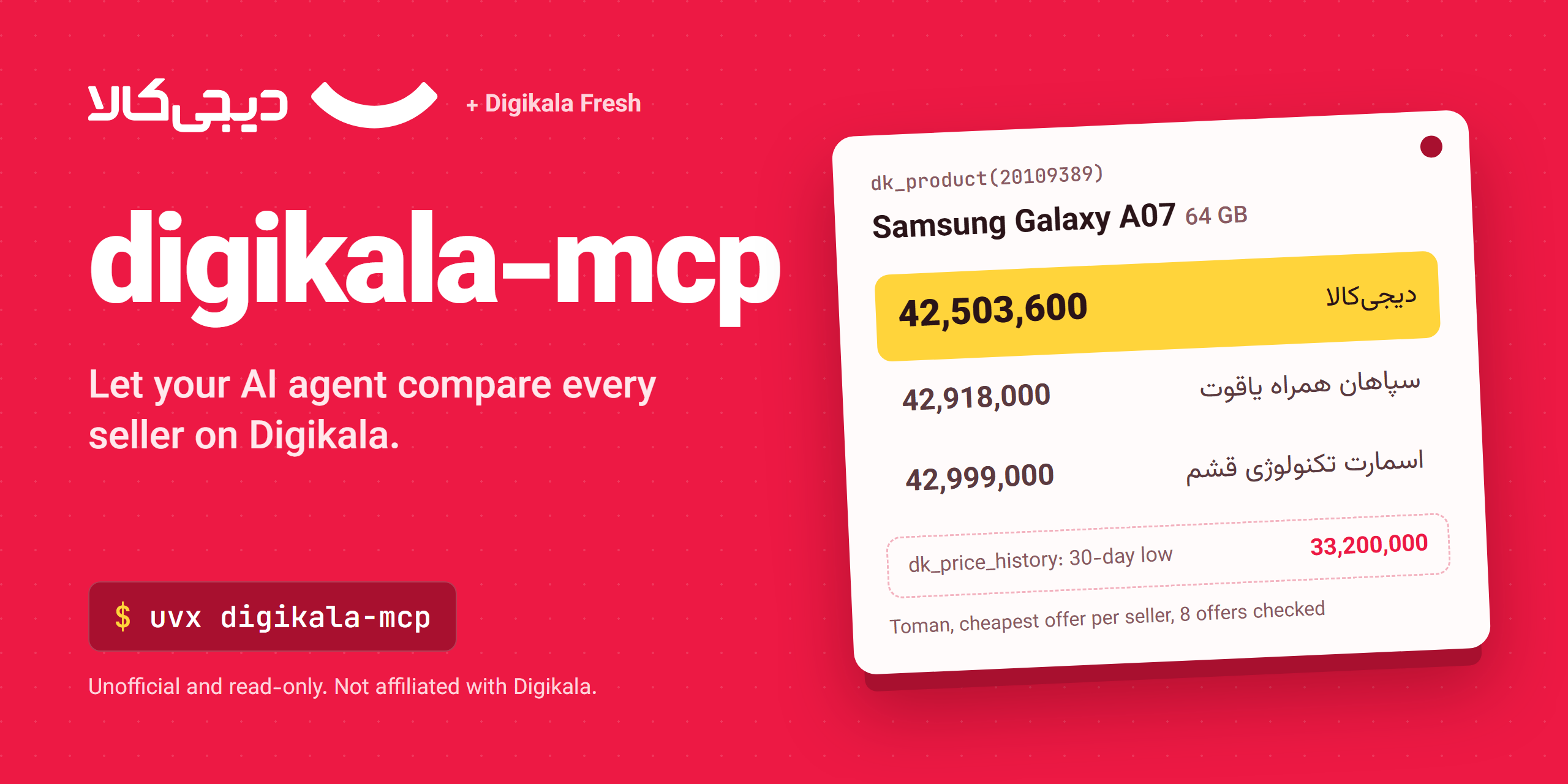 digikala-mcp: unofficial Digikala MCP server for Claude, Cursor and Copilot