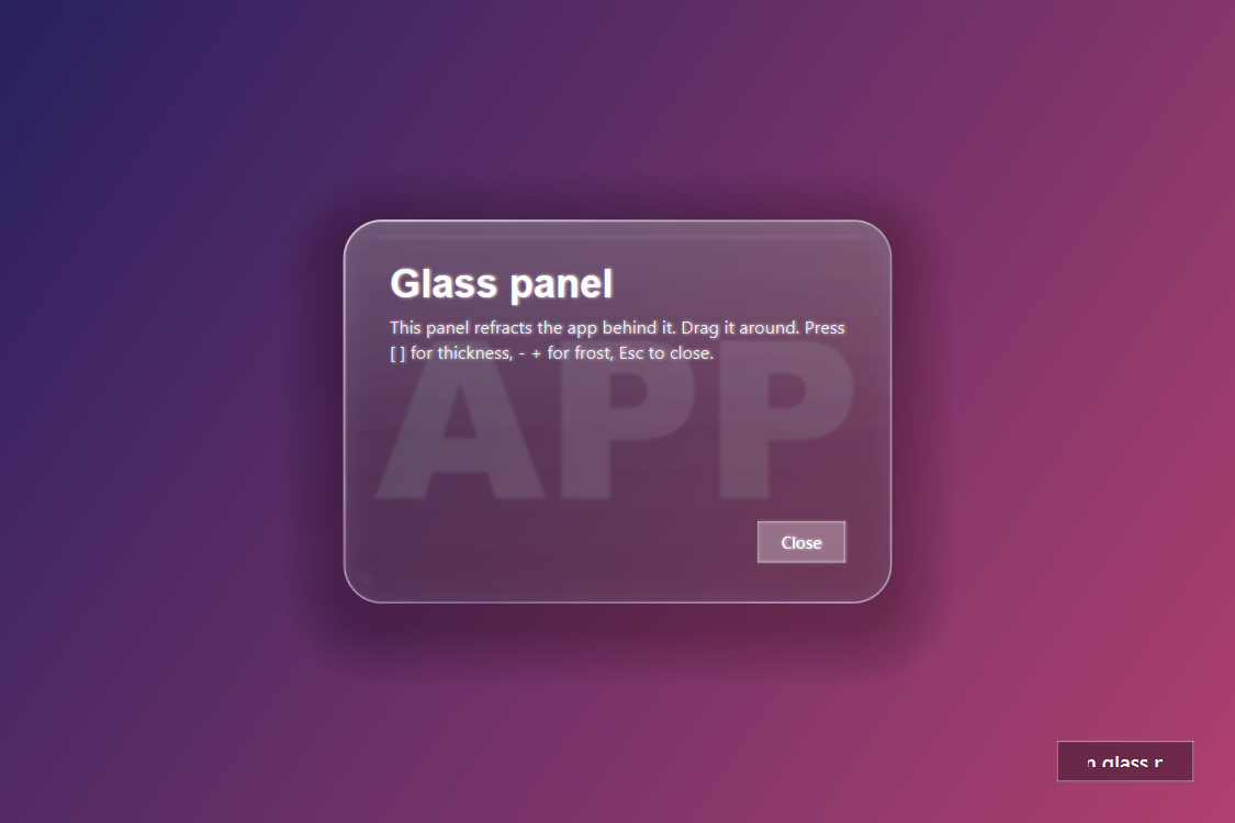 glass modal over an app