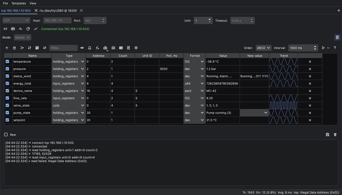 Main window, dark theme