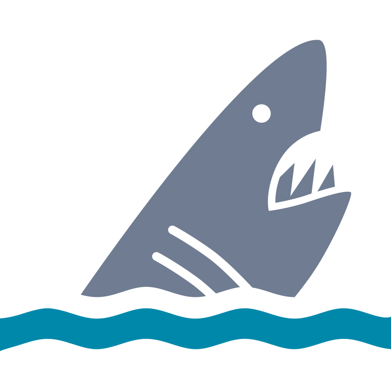 Drawing of a shark thrusting out of the water and growling "Rwaa rwaa, rwaa rwaa!" as it tries to eat you.