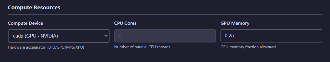 Compute resources configuration