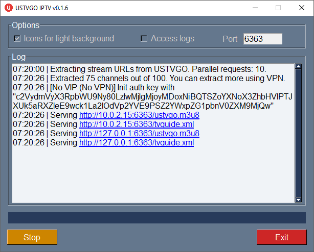 USTVGO-IPTV GUI screenshot