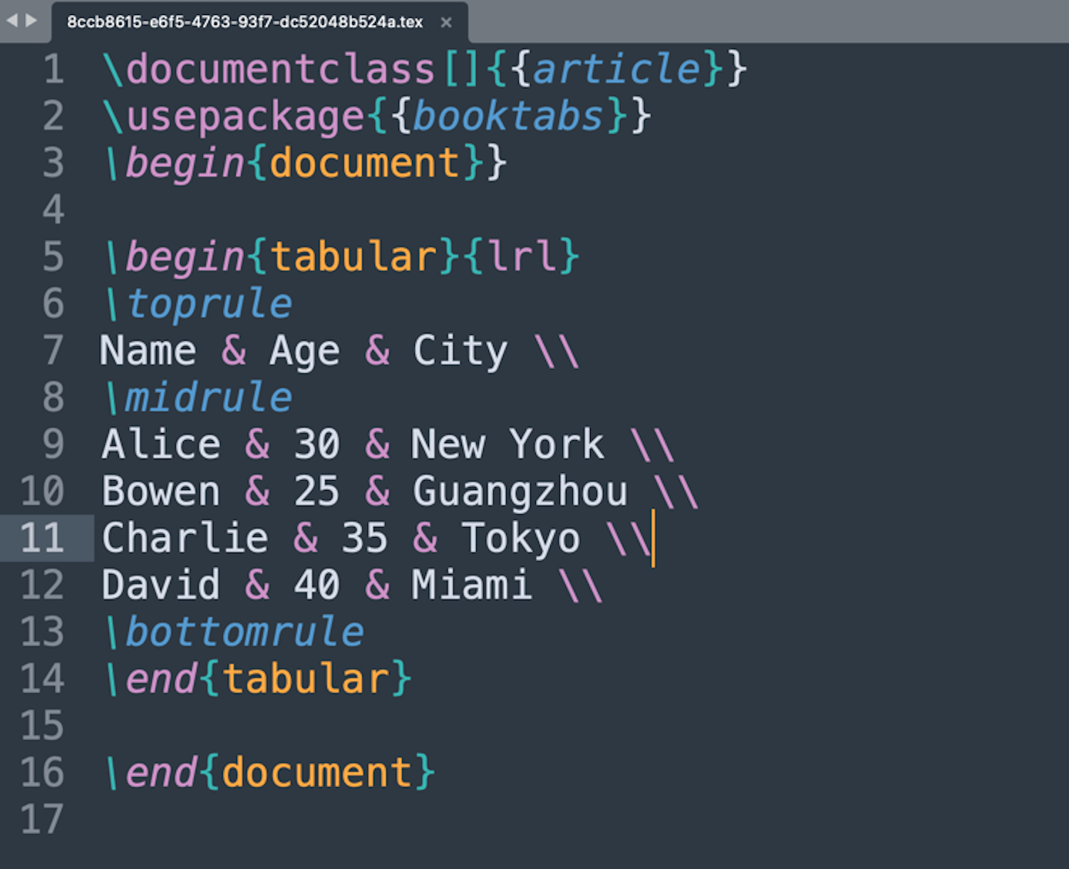 LaTeX Example 1