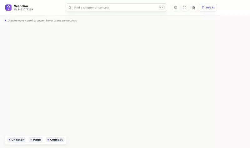 Screen recording: the guided path through the example course, showing chapter overviews and learning objectives, key concepts with the pages to read, and Back, Next and Next chapter