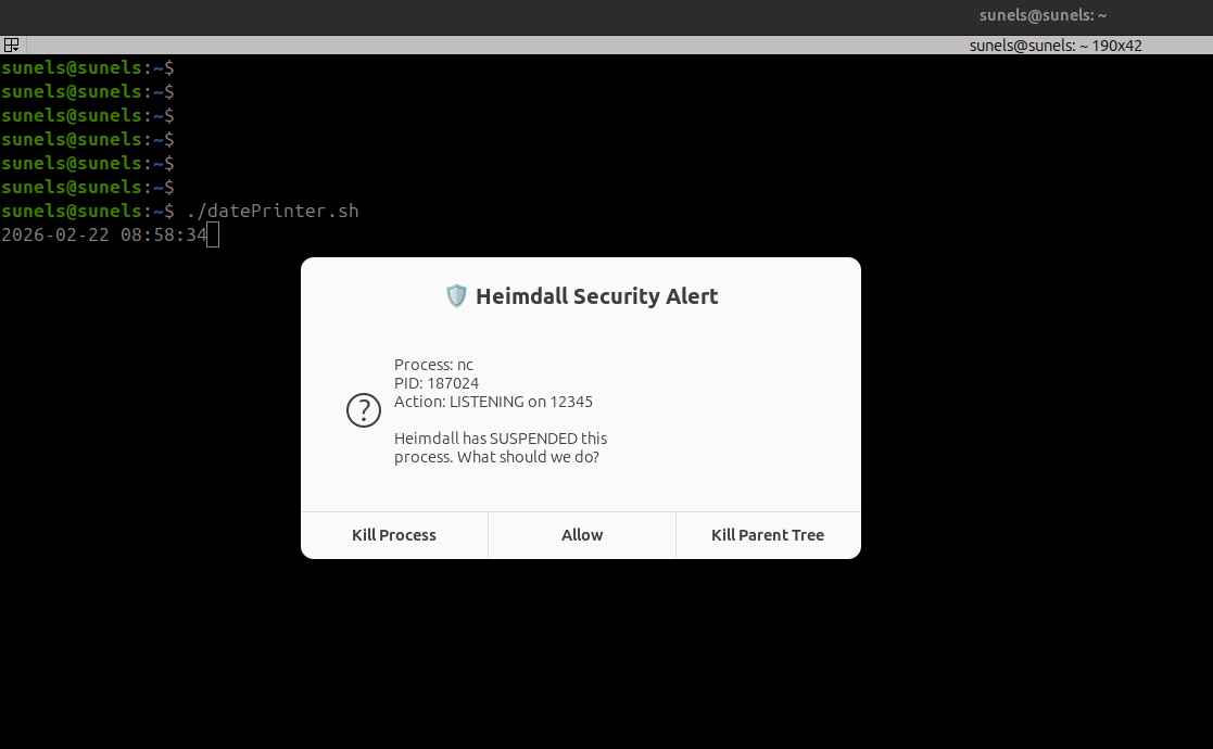 Daemon interception modal