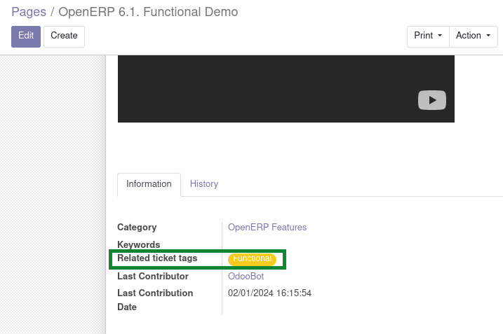 Document page with "Functional" ticket tag assigned