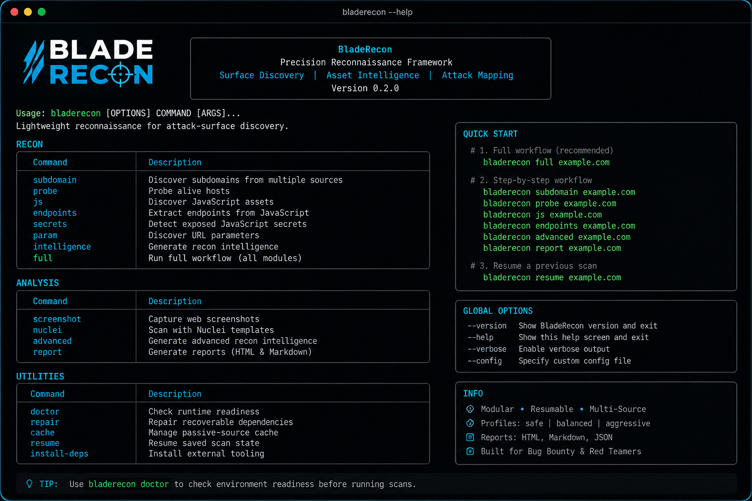 BladeRecon CLI preview