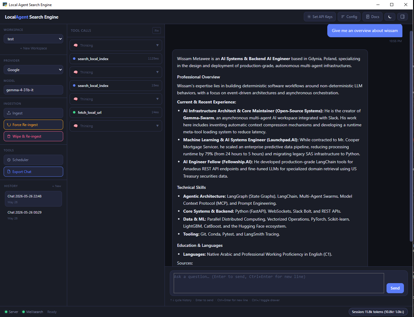 Local Search Agent UI