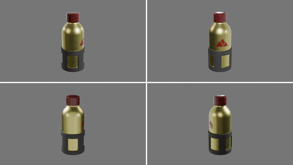 four product shots of a bottle