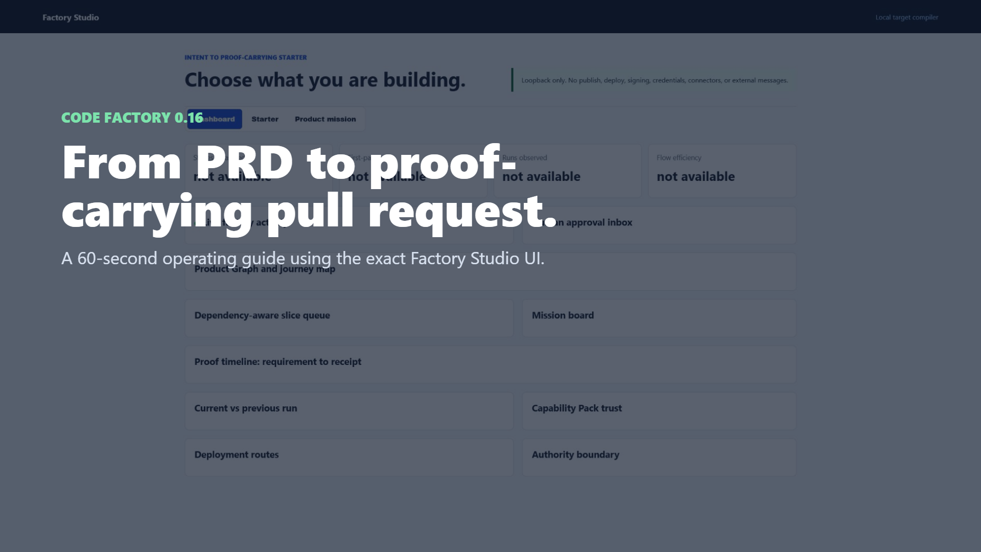 Watch the exact-UI Code Factory quick start