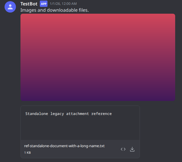 Inline image and text attachment with preview and download controls