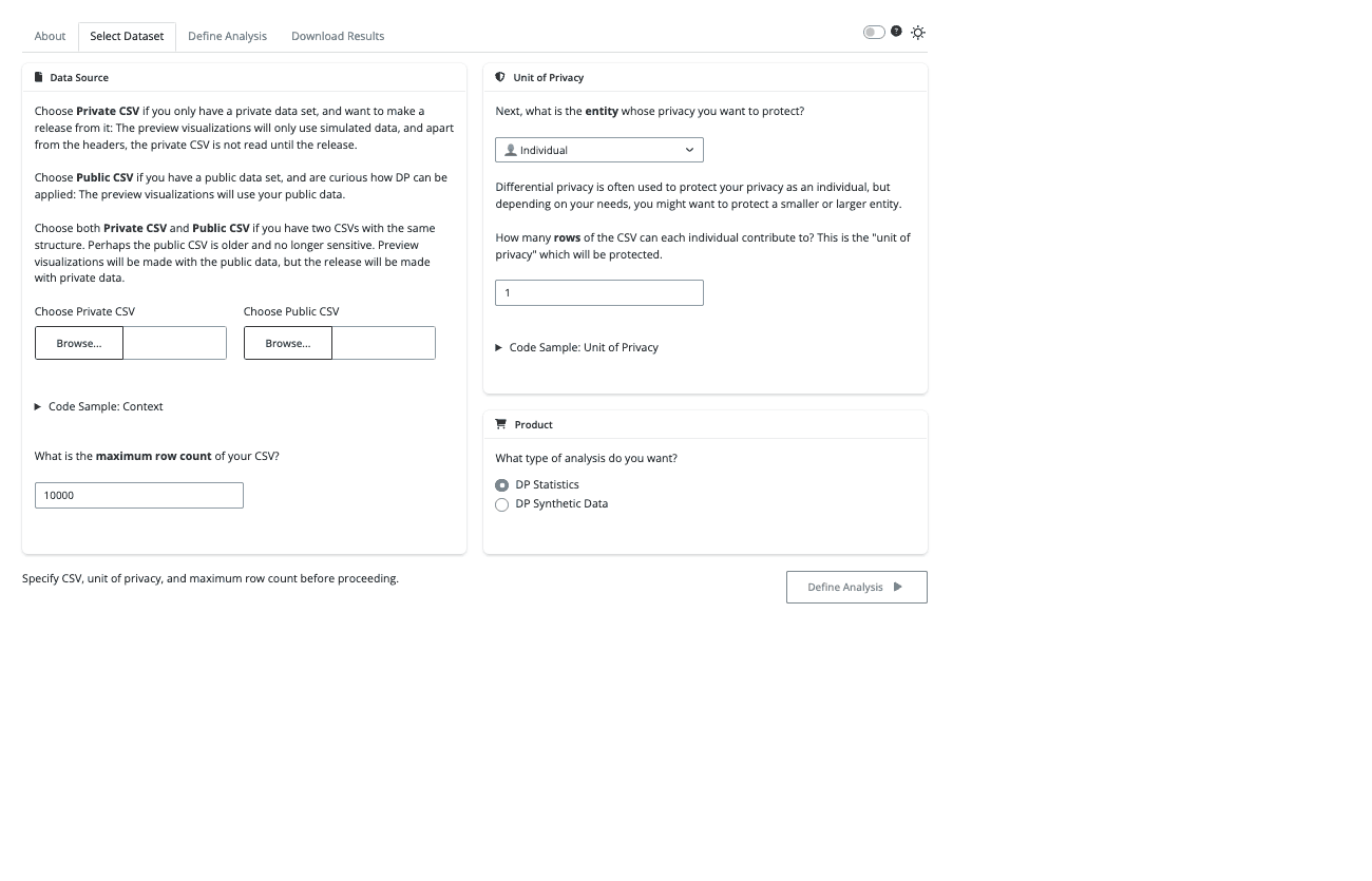 Screenshot with a "Data Source" panel on the left, and "Unit of Protection" and "Product" on the right.